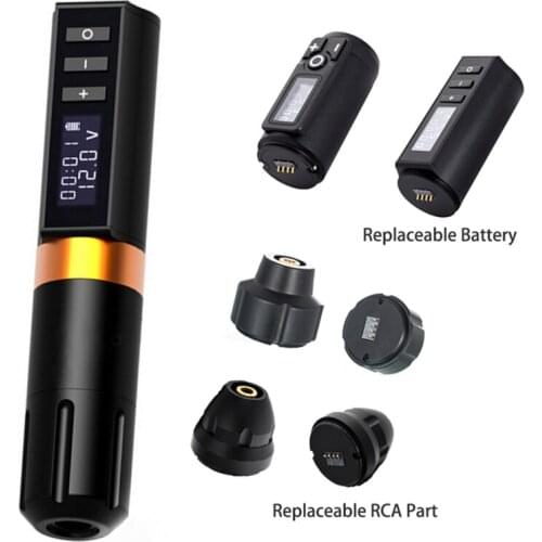 New Wireless Tattoo Battery Pen Rotary Machine Gun Brush Coreless Motor Digital Display Permanent Makeup Pen Needle Cartridges