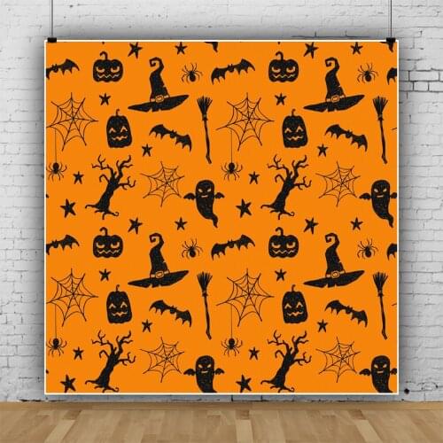 Halloween Orange Theme Square Background Portrait Photography Home Party Photozone Decors Backdrops Studio Photocall Accessories
