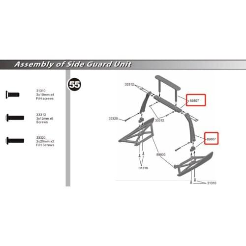 Original OFNA/HOBAO RACING 89807 Roll Bar FOR HYPER 1/8 8SC SHORT COURSE