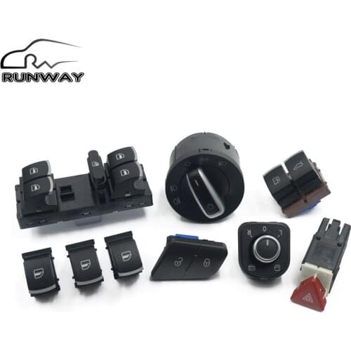Window Headlight Mirror Tailgate & Fuel Door Control Hazard Warning Switch For VW Passat B6 3C0962125B 5ND959565A 5ND941431A
