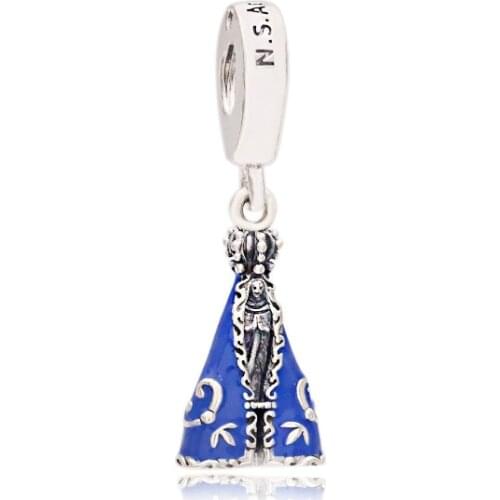 Genuine 925 sterling silver beads Mexico Madonna charm goddess pendant fit original Pandora bracelet jewelry making for women