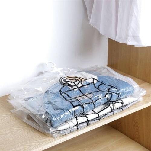 Closet Hanging Organizer Vacuum Bag for Clothes Storage Bag Space Saving Clear Seal Wardrobe Compressed Bag