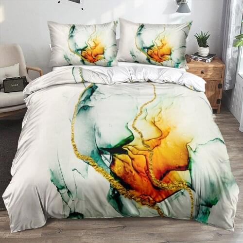 3D White Linen Bed Custom Design Duvet Cover Set Comforter Cases Ink Painting Pillow Shames Full Single Double Size Bedding Sets