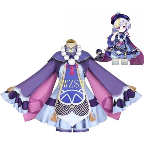 Project QIQI Cosplay Costume Game Genshin Impact Zombie Girl Dress Tops Pants Anime Accessories Set Halloween Clothes Christmas