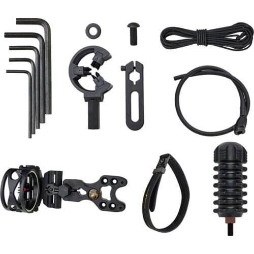 Archery Essential Accessory Upgrade Combo 3-pin Bow Sight, Arrow Rest, Stabilizer, Braided Bow Sling, Peep Sight - Carbon Fibre