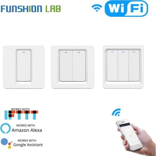 WiFi Smart Light Switch Push Button Smart Life/Tuya APP Remote Control Works with Alexa Google Home for Voice Control 1/2/3 Gang