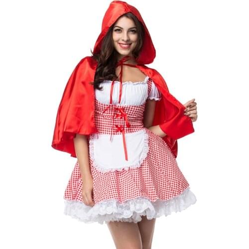 UTMEON Sexy Cosplay Little Red Riding Hood Fantasy Uniforms Halloween Costumes For Women Fancy Dress Plus size S-6XL