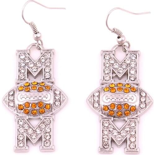 Female Earring Jewelry Letter Shape Design Football Pattern With Beautiful Crystals Personality Zinc Alloy Provide Dropshipping