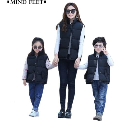 MIND FEET Cotton Vest Jacket Parent-child Outfit Waistcoat Woman Autumn And Winter Light Soft Warm Casual Thin Vest Coat