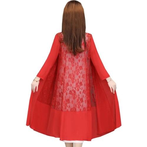 Mid-length Sun Protection Clothing Women Coat Summer New Ice Silk Lace Splicing Cardigan Shawl Outerwear Female Plus Size 5XL