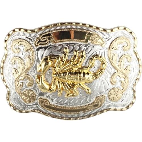 Gold Scorpion Double Color Big Animal Belt Buckle For Man Alloy