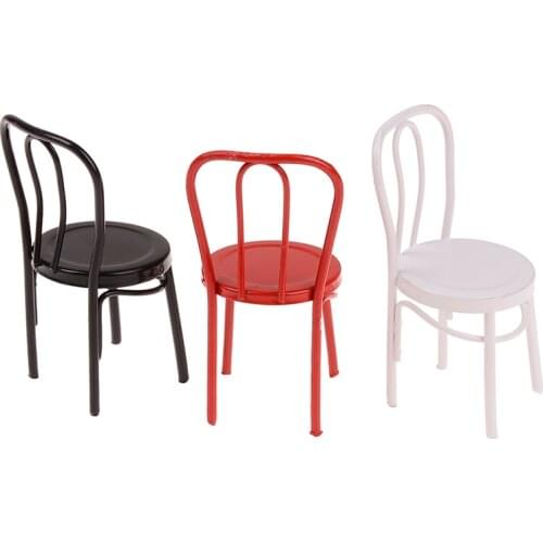 1PCS 1:12 Iron Chair Model For Children Dollhouse Miniature Dolls Mini Chair Toys For Dolls House Furniture Toy