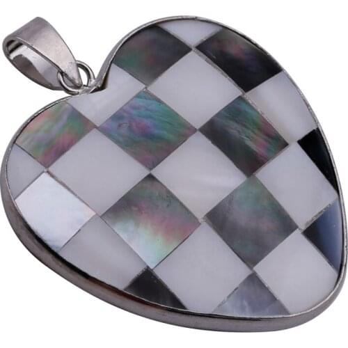 1PCS Natural abalone shell heart-shaped shell color matching necklace pendant jewelry jewelry popular gifts