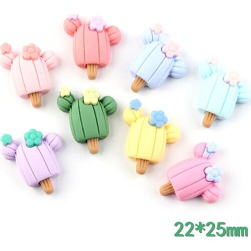 10pcs 22*25MM DIY resin handmade cactus flower charms pendants kawaii cabochon ornament craft decoration fashion jewelry making