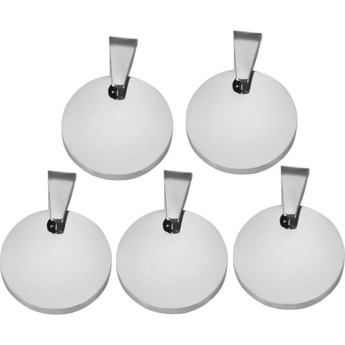 15mm Dog Tag Charm Pendant Stainless Steel Blank both sides Mirror Polish DIY Jewelry high quality wholesale Wholesale 5pcs