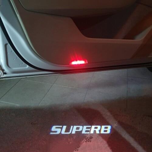 2pcs For Skoda Superb B6 B8 3V 3T 2020 2019 2018 2017 - 2009 LED Car Logo Door Courtesy Light Projector Laser Auto Welcome Lamp