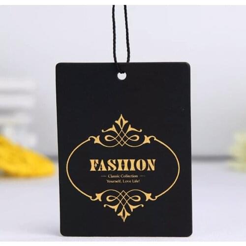 200pcs/lot 700gsm custom tag black paper hang tags for clothing printing paper price label tag logo tag