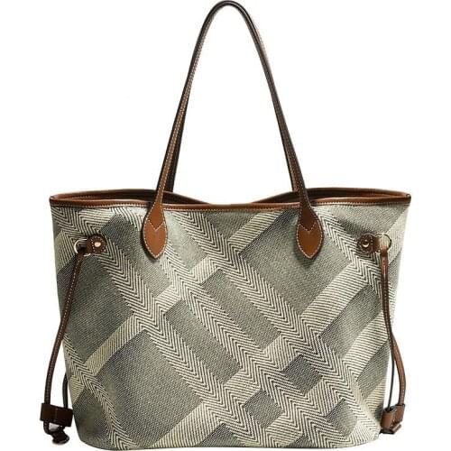 2021 New Trend Handbags Luxury Designer Purses Women Geometric Patterns Shoulder Bags Canvas Large Capacity Totes For Women