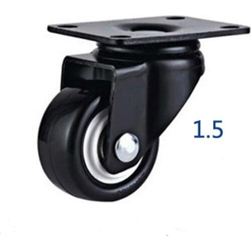 4PCS 1.5 Inch Black Swivel Flat Casters Sofa Baby Bed Trolley Wheels Load-Bearing 50kg Furniture PU Rubber Castors