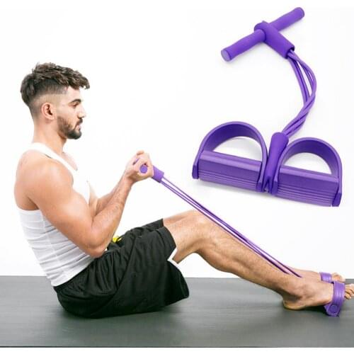 4 Tube Fitness Tension Rope Sit-Up Pull Resistance Band Abdominal Exercise Equipment Home Gym Training NBR Elastic Pull Ropes