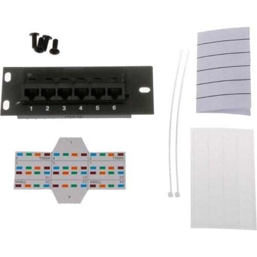 6 Port CAT5 CAT5E Patch Panel RJ45 Networking Wall Mount Rack Mount Bracket