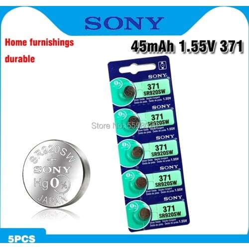 5pcs/lot 100% Original 371 SR920SW 920 SR920 1.55V Watch Battery 371 SR920SW SR920 Button Coin Cell MADE IN JAPAN 0%Hg