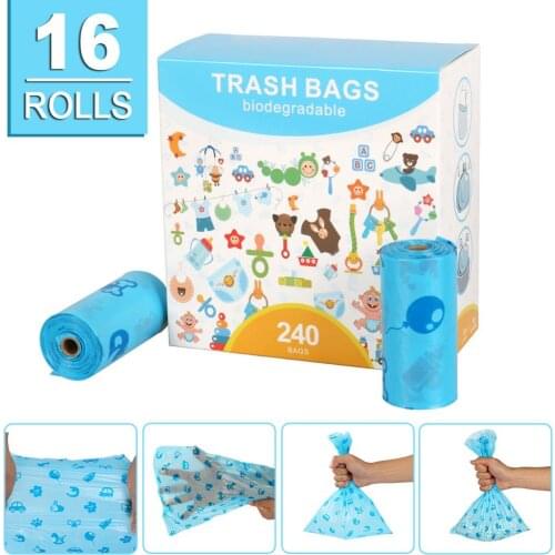Biodegradable Dog Poop Bags Earth Friendly 240pcs 16 rolls/box Pet Dog Cat Waste Bags Thicken Garbage Bag blue poop bag