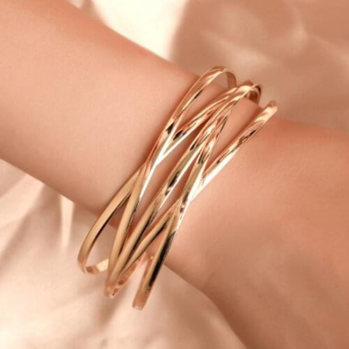 Fashion Women Multilayer Cross Bangle Bracelet Open Cuff Wrist Jewelry Gift Multi layer Wrist Band Gifts