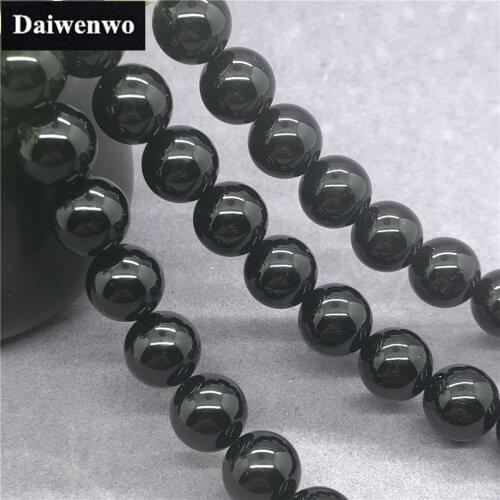 Black Agate Beads 4-14mm Round Natural Loose Stone Bead Diy for Necklace