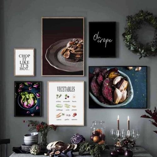 Decorative Painting Food Plate Restaurant Decoration Vegetable Salad Canvas Painting Home Decoration Dining Room Wall Poster