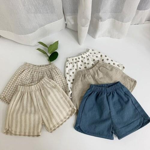 3588 Childrens Cotton Shorts + Sunhat Summer New Boys' And Girls' Loose And Breathable Pants Baby Kids Short Pant No Hat