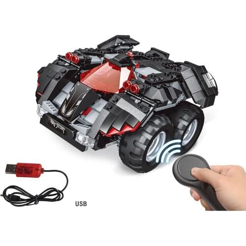 Kids 2.4G 4H USB Charging Building Block DIY Electric Superheroes App-Controlled Batmobile Building Kit RC Car Model For Boys