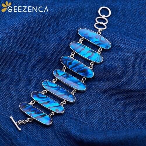 GEEZENCA 925 Sterling Silver Shell Wide Bracelets For Women Original Design Luxury Boho Adjustable Bracelets 2021 New Trend