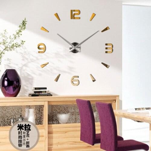 GZ209 37 inch 3D fashion simple DIY wall clock acrylic mirror wall clock creative home decoration