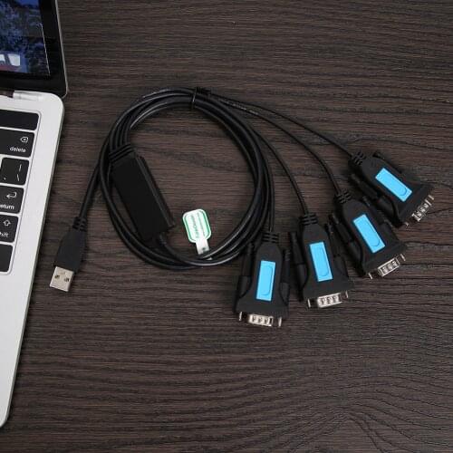 USB to RS-232 9-Pin DB9 Serial Cable Male A Adapter PL2303 Chipset 4 Port Computer Host Laptop Adapter Cable Accessories