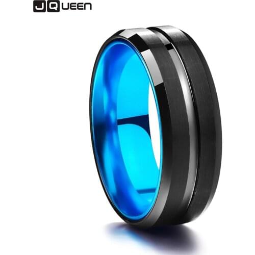 Classic Wedding 8mm Matte Black Tungsten Carbide Ring Sky Blue Inner Ring For Male Jewelry Anillos Accessories dropshipping