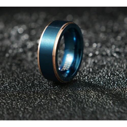 Ring Men Tungsten Ring Black Gold Line Brushed 8mm Wedding Band Engagement Ring Mens Party Jewelry Bague Homme