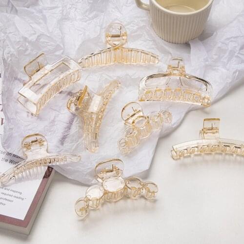 Korea Retro Brown Series Hair Claw Simple Geometry Hair Clips Shark Hair Clip Makeup Hair Styling Barrettes For Women Hairware