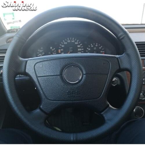 Shining wheat Hand-stitched Black Leather Car Steering Wheel Cover for Mercedes Benz E-Class W210 E 200 240 280 320 1995-2002 W1