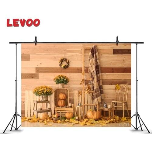 LEVOO Baby Portrait Backdrop Autumn Pumpkins Leaves Garland Wood Wall Photography Background Photo Studio Photo Booth Photophone