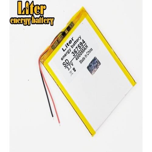 367594 3.7V 4000mah Lithium polymer Battery For 3.7V 367594 PLUG GPS Tablet PC Digital Products polymer rechargeable battery