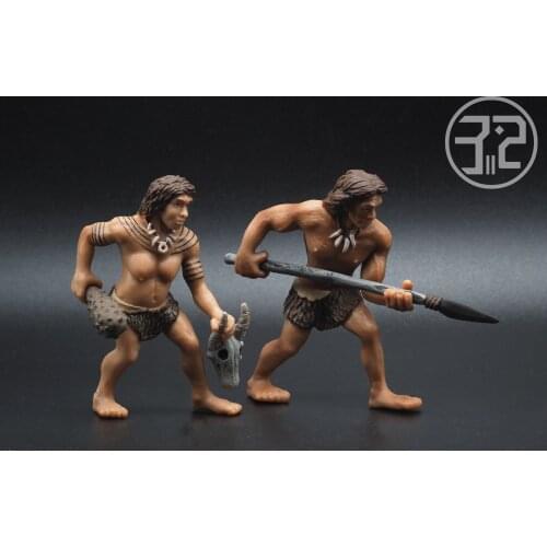 Small pvc figure model Neanderthal caveman 2pcs/set out of print