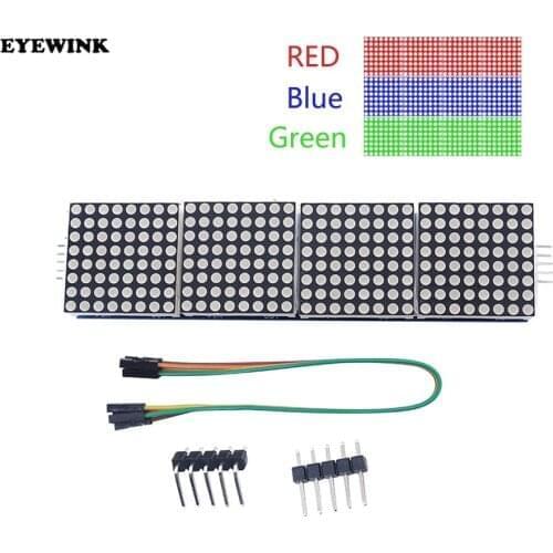 10pcs MAX7219 Dot Matrix Module For Arduino Microcontroller 4 In One Display with 5P Line Red Green Blue