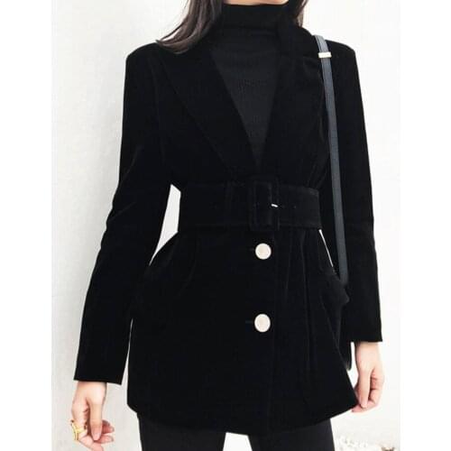 Fashion New Brand Spring Women Slim Velvet Blazer Jacket single Breasted Simple Lady Blazers High Grade OL