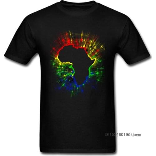 Pure Cotton Men TShirt Short Sleeve Africa Continent Flag T-shirts Casual Tops T Shirt 2018 Discount Group O-Neck Black Tees