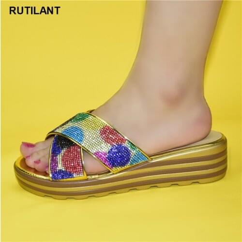 Latest Design Italian Women Wedding for Party Heels Elegant Shoes Slippers 2021 Summer Woman Slipper African Wedding Shoes