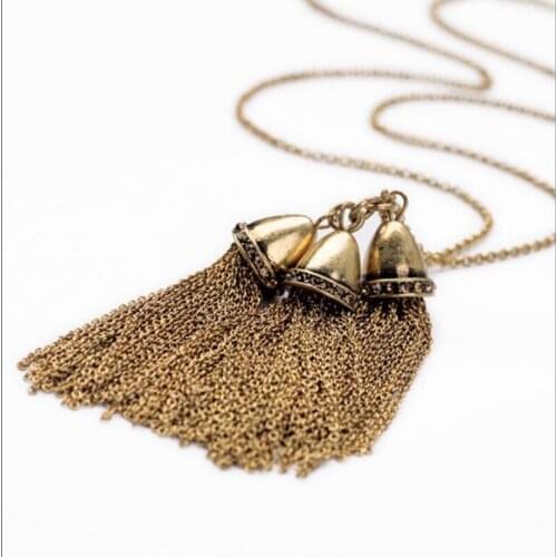 New Chains Tassel Pendant Necklace For Women Rhinestone Alloy Caps Dangle Multi Chains Necklace Fashion Jewelry Colliers Collar