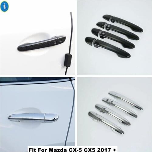 Carbon Fiber Look / Chrome Car Side Door Handle Cover Trim Fit For Mazda CX-5 CX5 2017 - 2021 Car Styling Accessories