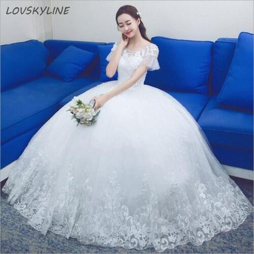 Real Photo High-end Bridal Gown Lace Up Back Lace Embroidery Floor length Wedding Dresses Robe De Mariage Cap Sleeve