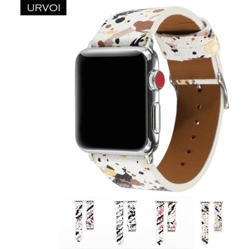 URVOI Band for Apple Watch series 6 SE5 4 321 microfiber with Graffiti painted strap for iWatch 40 44mm PU leather modern design